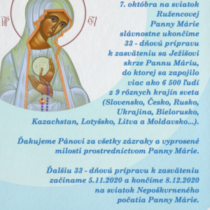 Ukončenie 33-dňove prípravy k zasväteniu