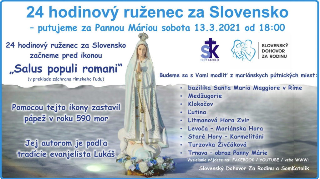 24-hodinový ruženec za Slovensko začneme pred ikonou „Salus populi romani“ v Ríme.
